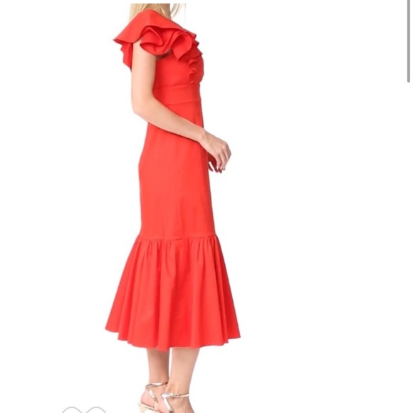 Rebecca Taylor Vibrant Red Color One Sleeve Evening Dress - Picture 2 of 7